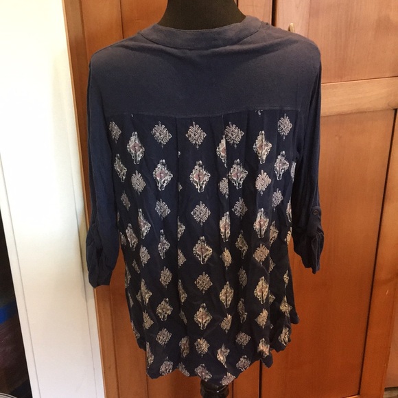 Large Natural Reflections Blue Aztec Tribal Shirt - Picture 2 of 3